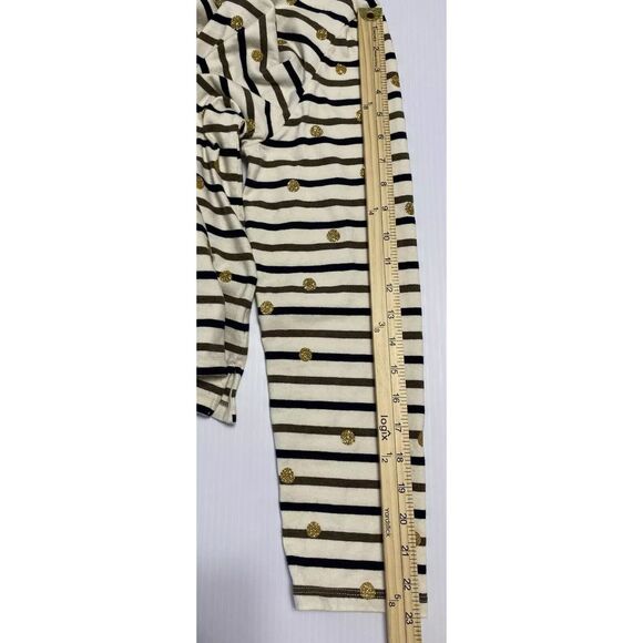 𝅺Talbots Women's Cream Colored long sleeve top with Strips gold dots Size L - Picture 6 of 9